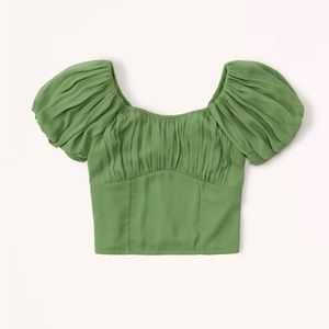 NEW WITH TAGS - Abercrombie - Ruched Puff Sleeve Scoopneck Top